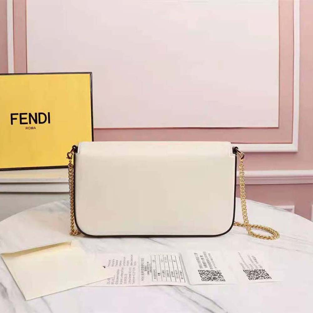 Fendi White Leather Wallet On Chain Clutch Bag 8BS006 - Yoogi's Closet