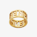 Fendi Women Wide Band Ring with Laser-Cut Fendi Lettering