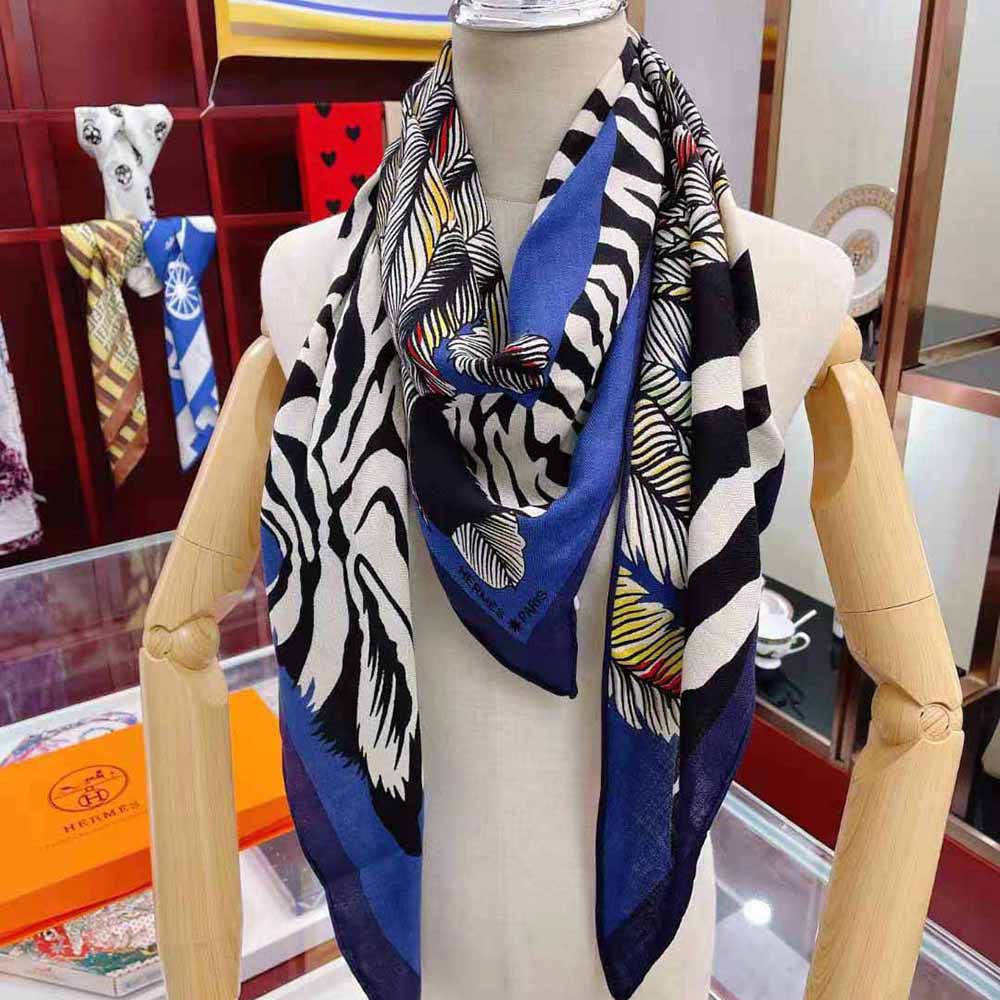 Hermès Zebra Pegasus Scarf - Blue Scarves and Shawls, Accessories -  HER556946
