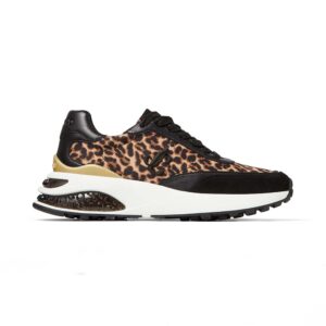 Jimmy Choo Women Memphis Lace UP/F Natural Mix Leopard Print Nylon