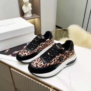 Jimmy Choo Women Memphis Lace UP/F Natural Mix Leopard Print Nylon