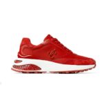 Jimmy Choo Women Memphis Lace UP/F Red Neoprene and Leather Low Top Trainers