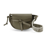 Loewe Women Mini Gate Dual Bag in Soft Calfskin and Jacquard-Green