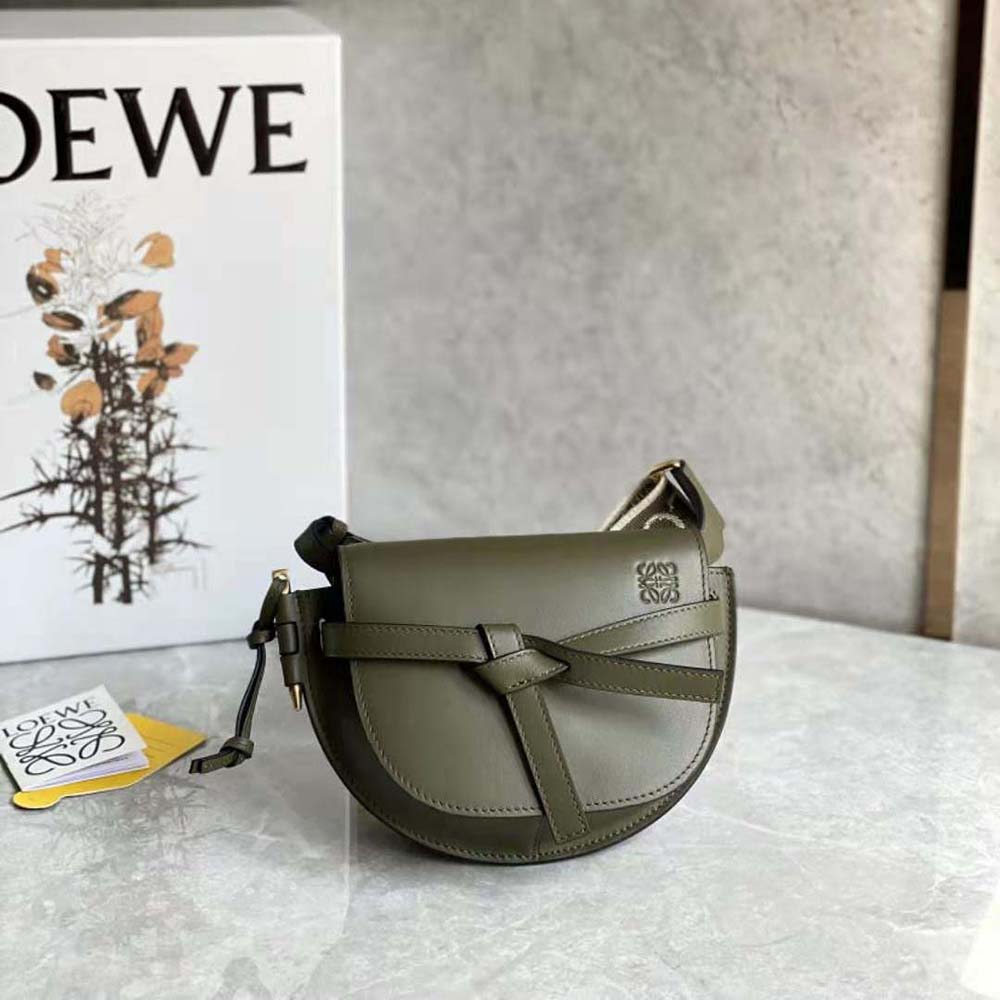 Shop LOEWE GATE 2021-22FW Mini gate dual bag in soft calfskin and