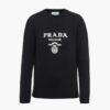 Prada Women Cashmere and Wool Prada Logo Crew-Neck Sweater-Black