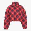 Prada Women Cropped Plaid Puffer Jacket-Red
