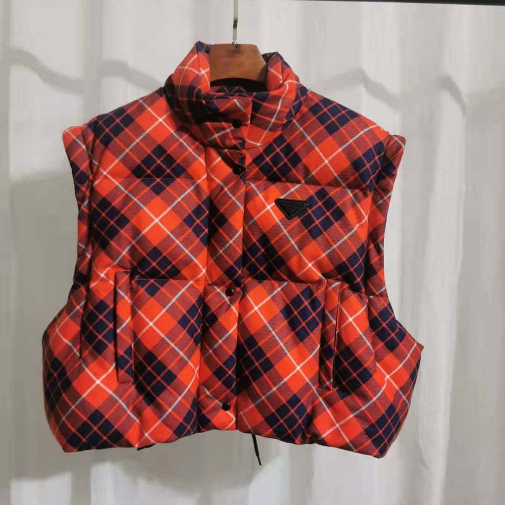 prada plaid puffer jacket