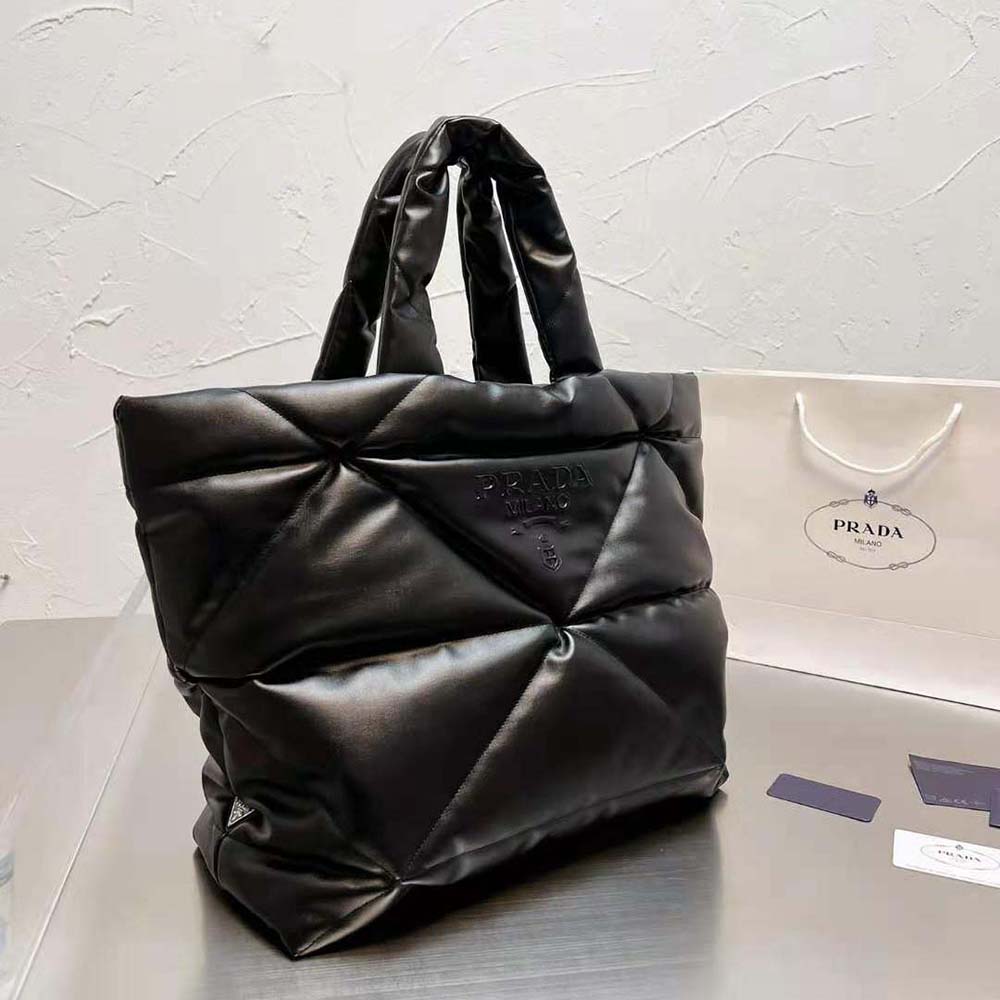 Black Padded Nappa Tote Bag