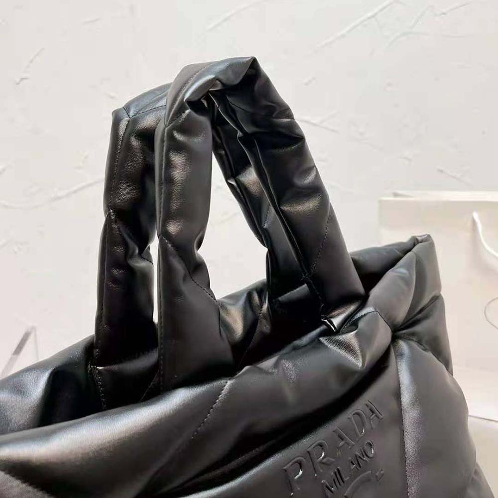 Black Padded Nappa Tote Bag