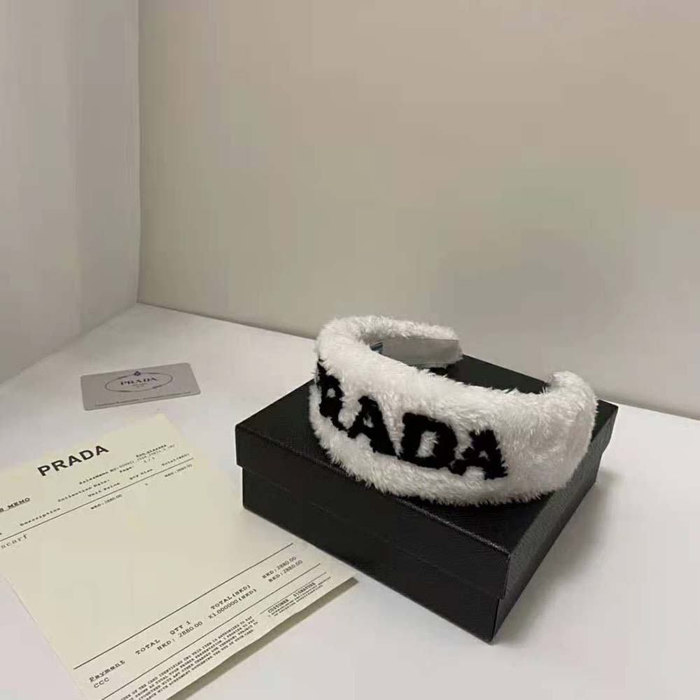 Prada Women Terrycloth Headband with A Beguiling Rounded Design