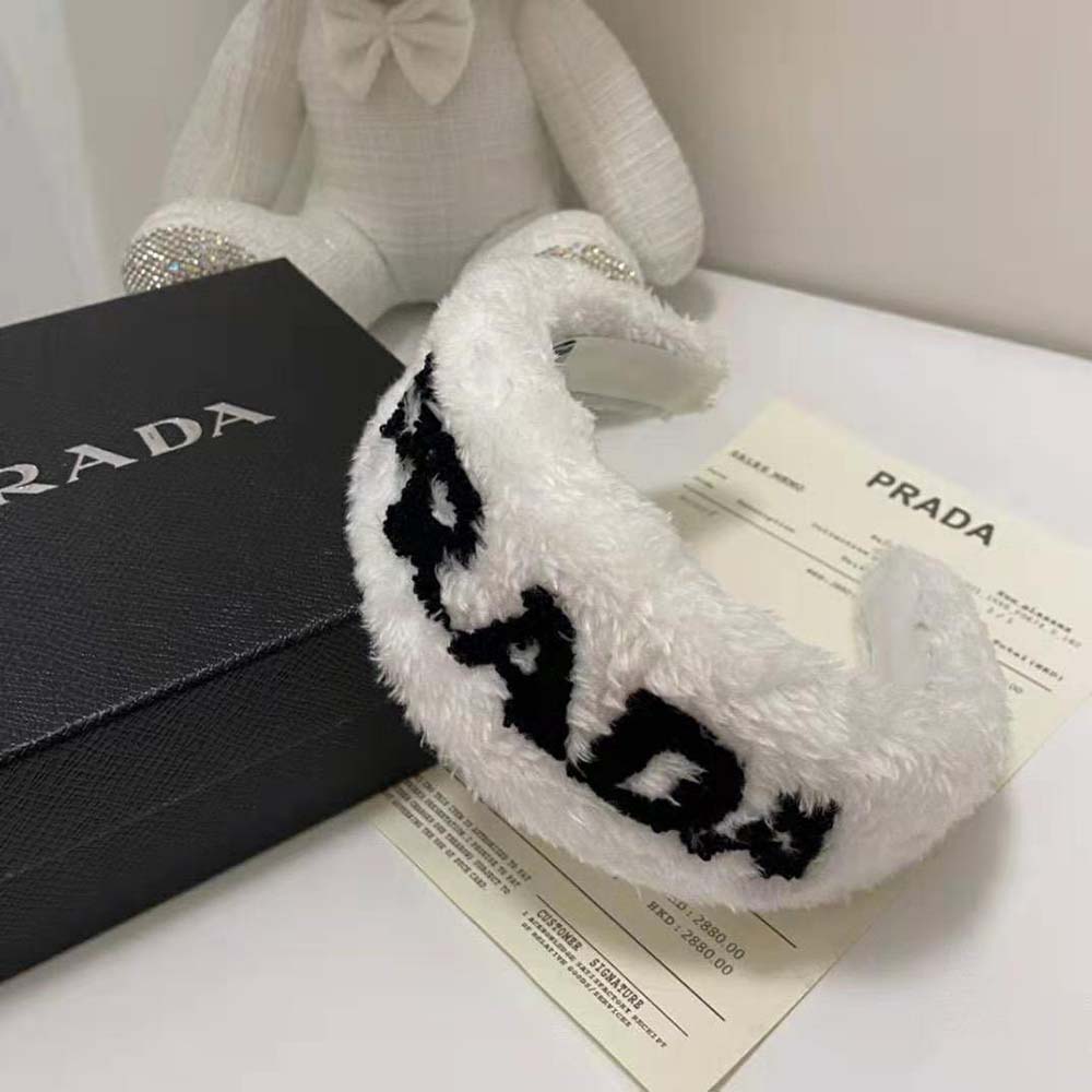 Prada Women Terrycloth Headband with A Beguiling Rounded Design