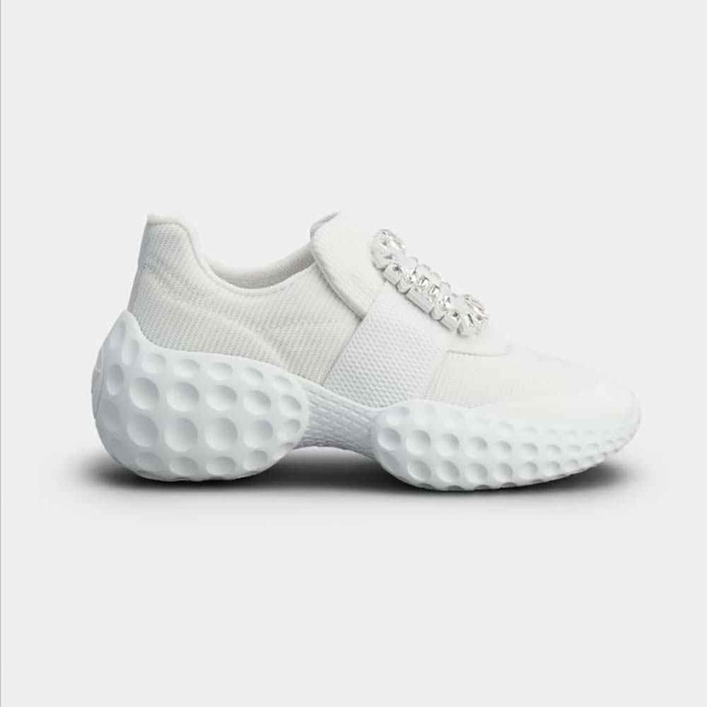 Roger Vivier Women Viv' Run Light Strass Buckle Sneakers in Fabrics-White