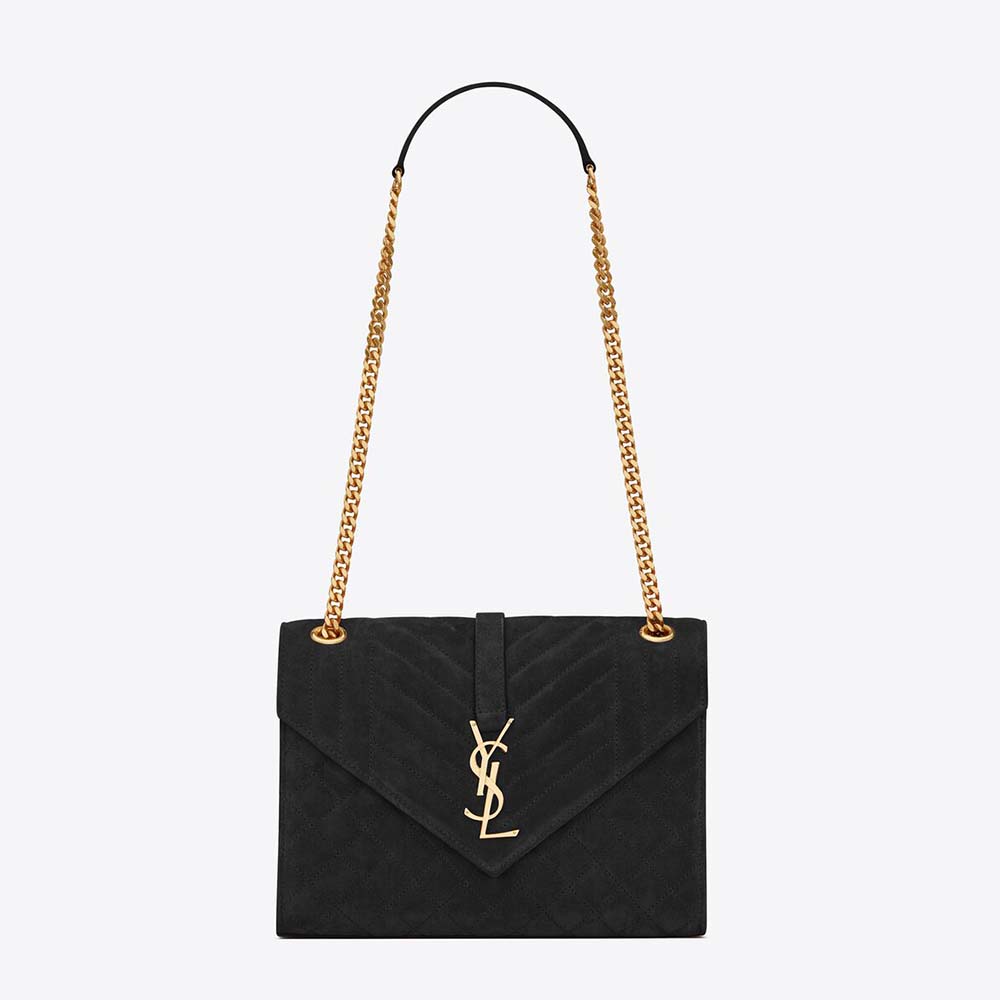 Saint Laurent YSL Women Envelope Medium Bag in Mix Matelasse Suede