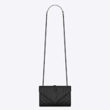 Saint Laurent YSL Women Envelope Small Bag in Mix Matelasse Grain DE Poudre Embossed Leather-Black