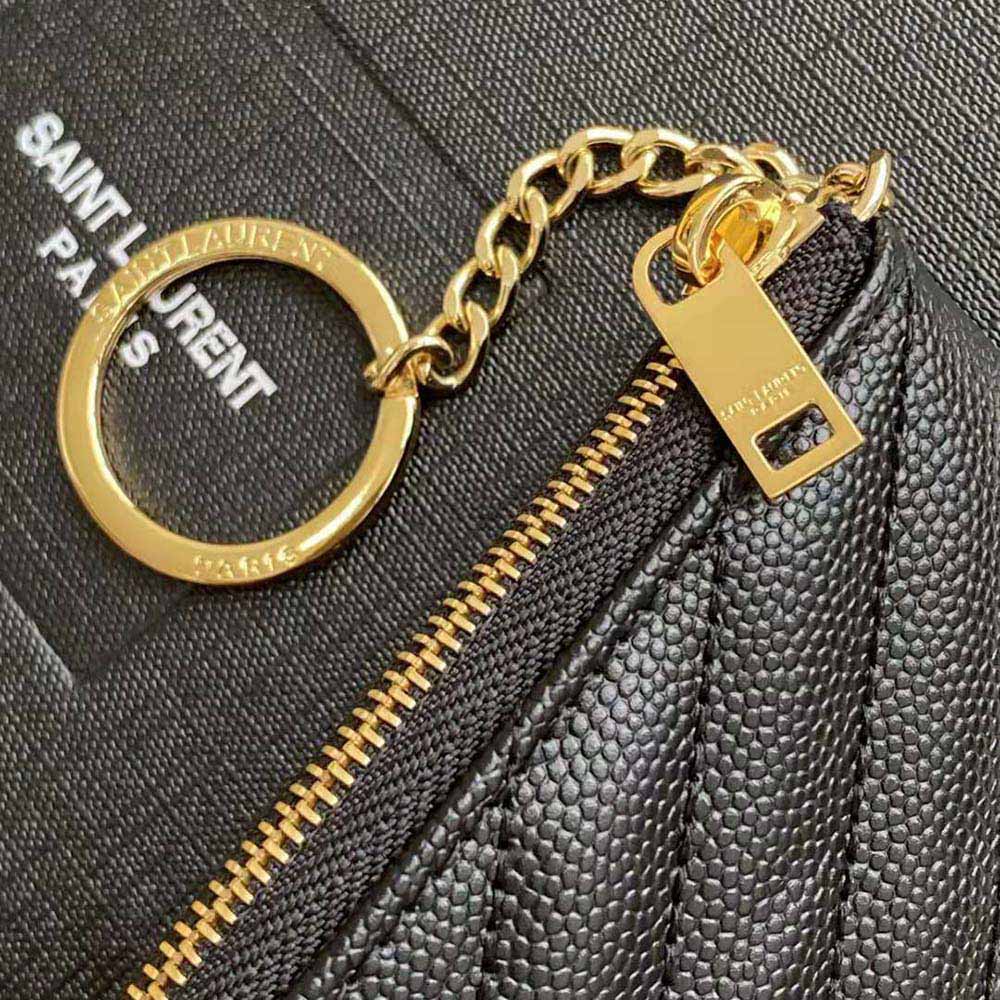 Saint Laurent Monogram Quilted Leather Key Pouch