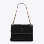 Saint Laurent YSL Women Niki Medium in Boucle Tweed and Smooth Leather