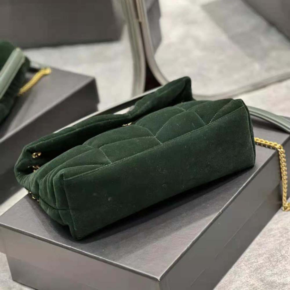 Saint Laurent YSL Women Puffer Small Bag in Velvet and Lambskin-Green 7 Saint Laurent YSL Women Puffer Small Bag in Velvet and Lambskin-Green - Image 7