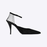 Saint Laurent YSL Women Sling Chain Pumps in Suede-Black