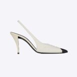 Saint Laurent YSL Women Vesper Slingback Pumps in Boucle Tweed-White