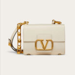Valentino Women Stud Sign Grainy Calfskin Shoulder Bag-white