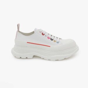 Alexander Mcqueen Women White Canvas Tread Slick Lace Up