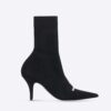 Balenciaga Women Knife 2.0 80mm Bootie in Black and White Textured Recycled Knit