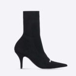 Balenciaga Women Knife 2.0 80mm Bootie in Black and White Textured Recycled Knit