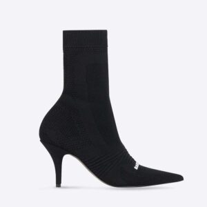 Balenciaga Women Knife 2.0 80mm Bootie in Black and White Textured Recycled Knit