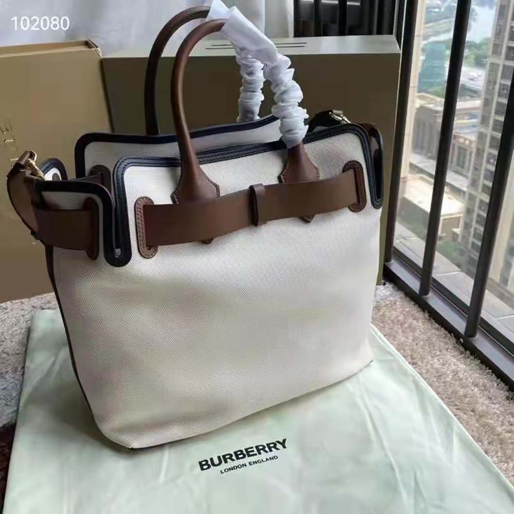 Burberry The Large Soft Cotton Canvas Belt Bag in White