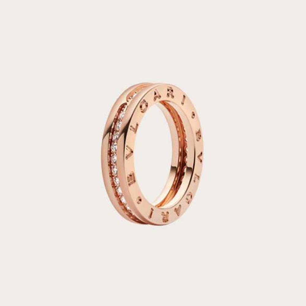 Bvlgari Women B.zero1 One-Band Ring In 18 KT Rose Gold Set With Pave ...