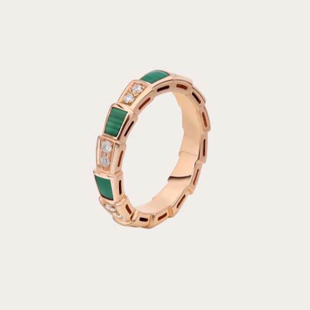 Bvlgari Women Use of Unconventional Materials Serpenti Viper Ring-Green