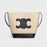 Celine Women Small Bucket Cuir Triomphe in Textile and Calfskin