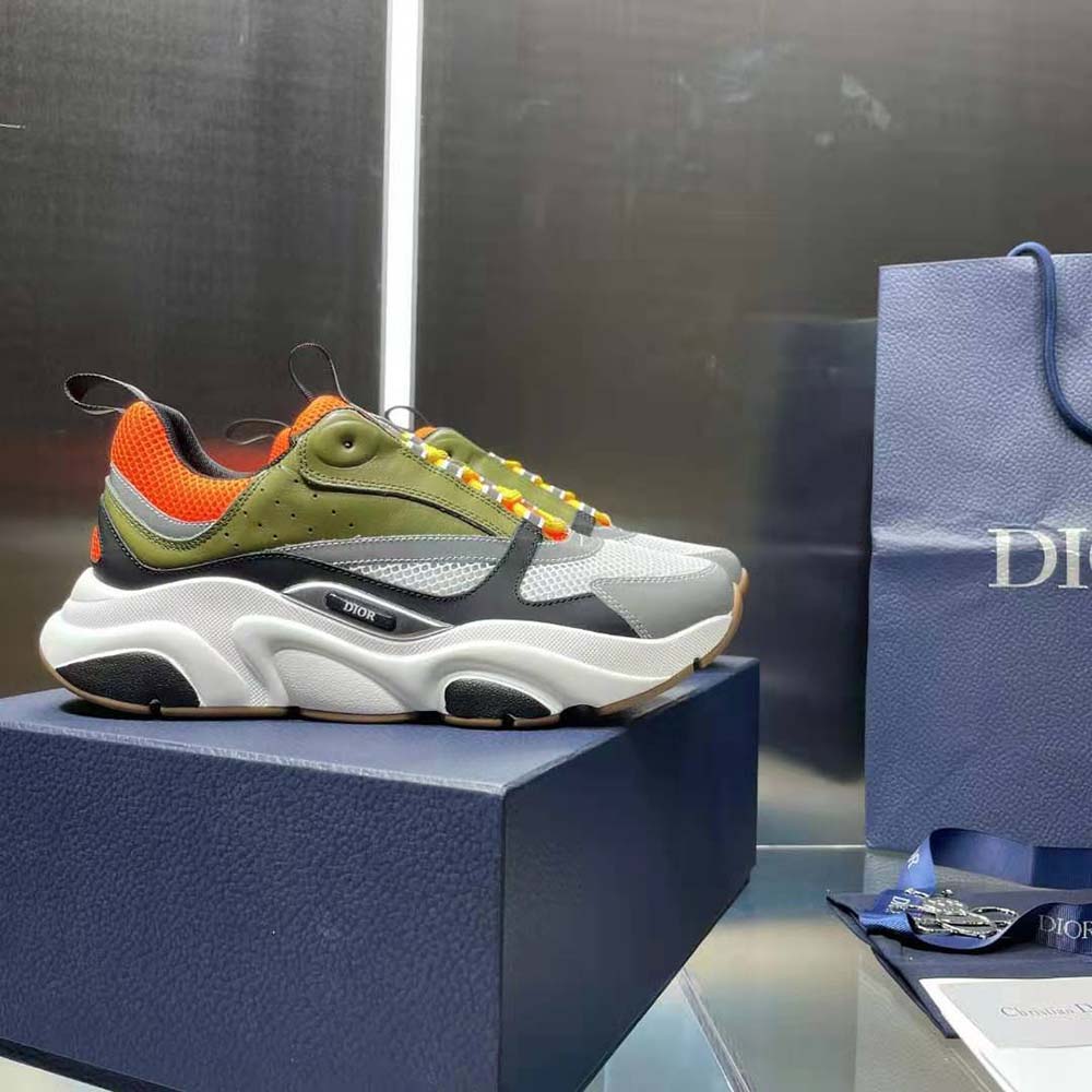Dior Mens Orange & Dark Green 'B22' Sneakers