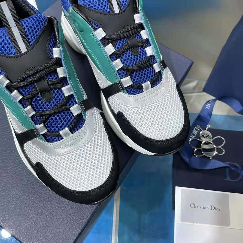 Dior B22 Sneaker Men's Blue Technical Mesh w/ Light Blue Smooth Calfskin  Size 44