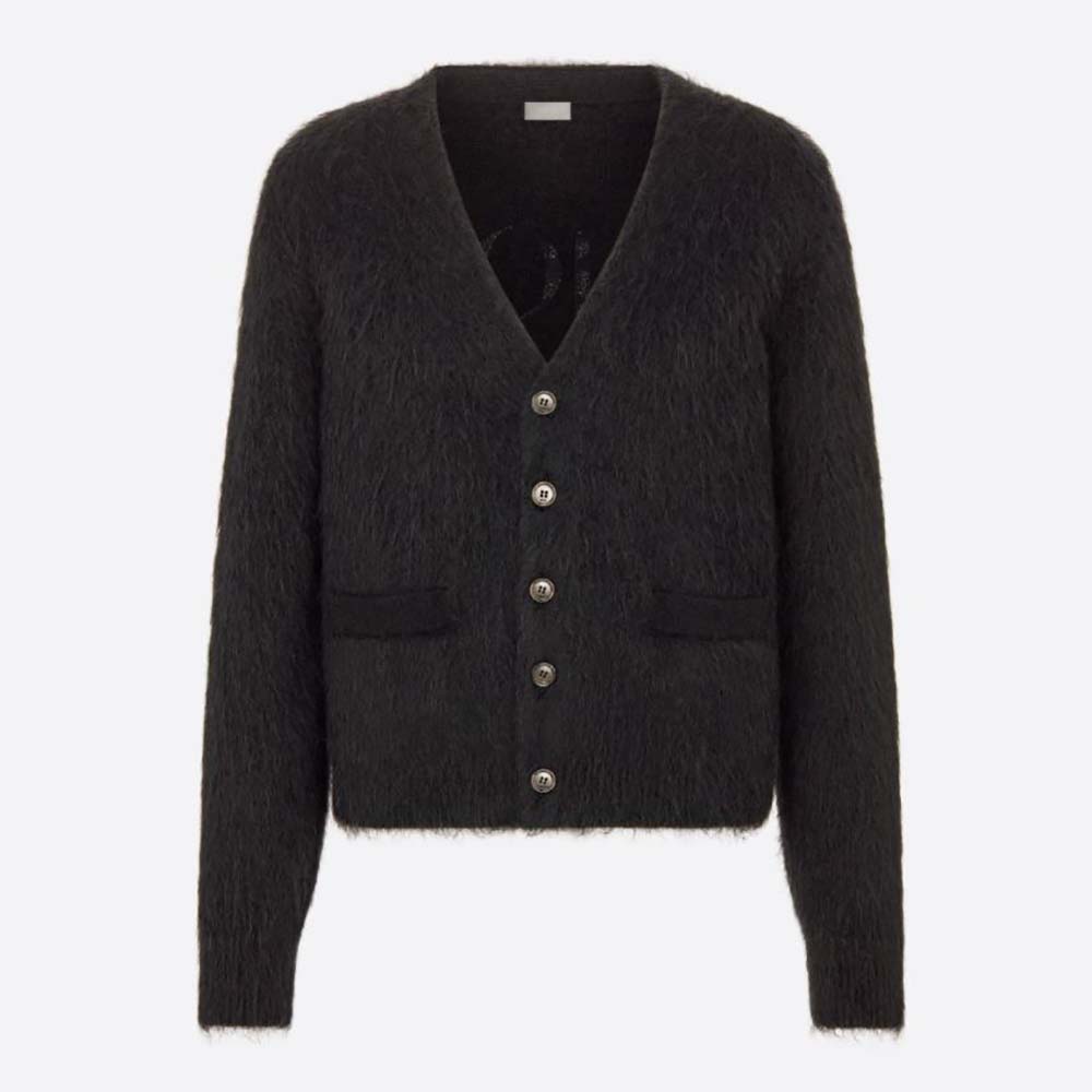 Dior Men Peter Doig Cardigan Black Technical Mohair and Wool