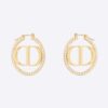 Dior Women 30 Montaigne Earrings Gold-Finish Metal and White Crystals