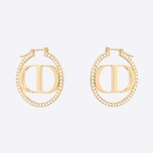 Dior Women 30 Montaigne Earrings Gold-Finish Metal and White Crystals