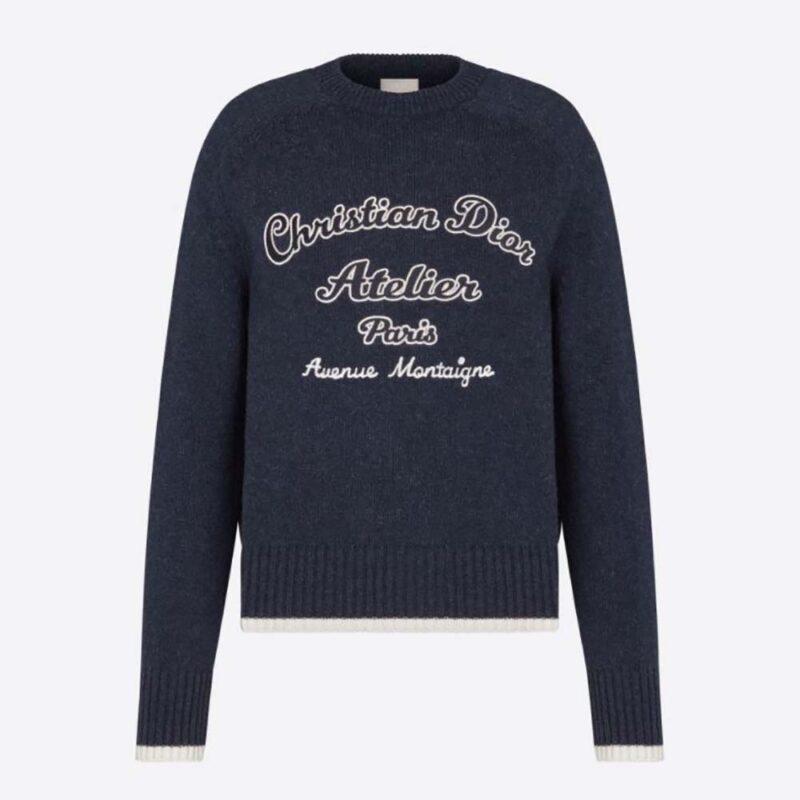 Dior Women Christian Dior Atelier Sweater Gray Wool Jersey