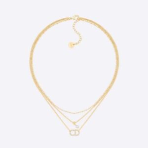 Dior Women Clair D Lune Necklace Gold-Finish Metal and White Crystals