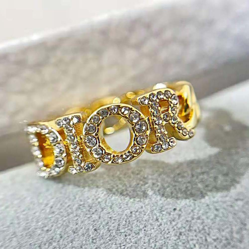 Dio(r)evolution Ring Gold-Finish Metal and White Crystals