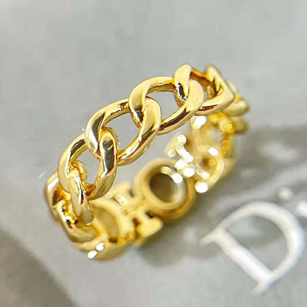 Dio(r)evolution Ring Gold-Finish Metal and White Crystals