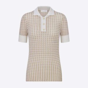 Dior Women Short-Sleeved Sweater Gold-Tone Technical Cashmere Jacquard