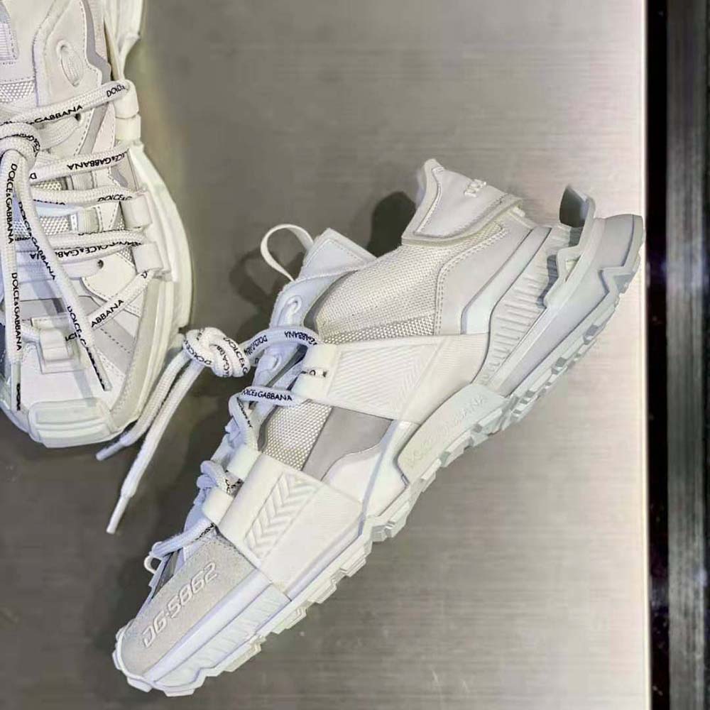 Dolce Gabbana D&G Unisex Mixed-Materials Space Sneakers-White 10 Dolce Gabbana D&G Unisex Mixed-Materials Space Sneakers-White - Image 10
