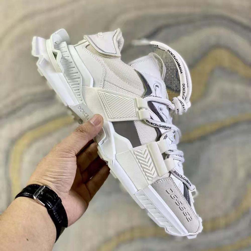 Dolce Gabbana D&G Unisex Mixed-Materials Space Sneakers-White 9 Dolce Gabbana D&G Unisex Mixed-Materials Space Sneakers-White - Image 9