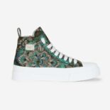 Dolce Gabbana D&G Women Brocade Portofino Light High-Top Sneakers with Logo Plate