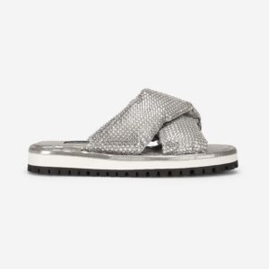 Dolce Gabbana D&G Women Padded Nylon Sliders with Fusible Rhinestones