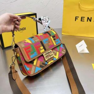 Fendi Women Baguette Multicolor FF Canvas Bag