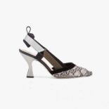 Fendi Women Colibri Gray Mesh and Embroidery High-Heeled Slingbacks