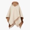 Fendi Women Cream Wool and Cashmere Poncho with Hood