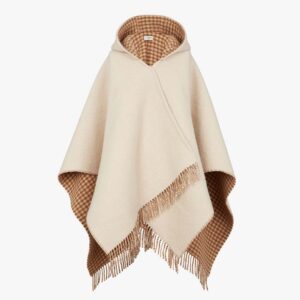 Fendi Women Cream Wool and Cashmere Poncho with Hood